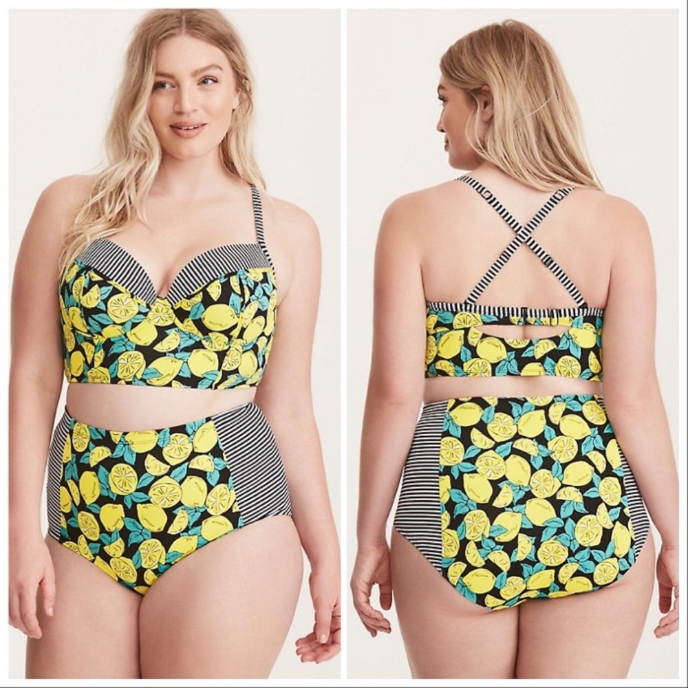 TORRID lemon print matching bikini set, 2X. - Picture 5 of 10